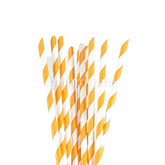 25 Pailles Papier pour Cake Pops Rayées Orange & Blanc